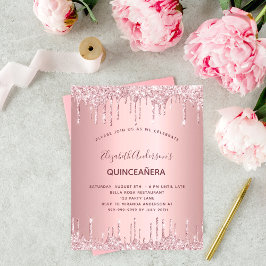 Lámina PRESUPUESTO Quinceanera rosa polvoriento purpurina