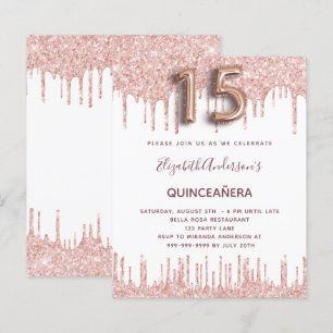 Lámina Presupuesto Quinceanera rosa purpurina oro gotea r