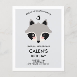 Lámina PRESUPUESTO Racoon Rascal Invitación Minimalista