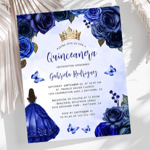 Lámina Presupuesto Real Azul Floral Princesa Quinceañera