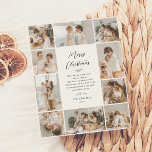 Lámina Presupuesto | Recuerdos Evergreen | 10 Navidades d<br><div class="desc">Una elegante e intemporal tarjeta de presupuesto para vacaciones de Navidades. Este diseño muestra un collage de 10 fotos escogidas a mano, una combinación de seis cuadrados, dos paisajes y dos fotos retratadas alrededor del borde de la tarjeta. En medio de la tarjeta, 'Feliz Navidad' está escrito en caligrafía de...</div>