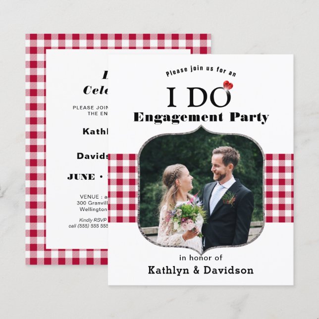 Lámina PRESUPUESTO Red Plaid Foto Yo Hago Invitación de C (Anverso / Reverso)