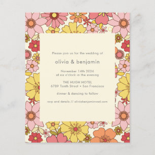 Lámina Presupuesto Retro Boho Rosa Amarillo Floral Boda