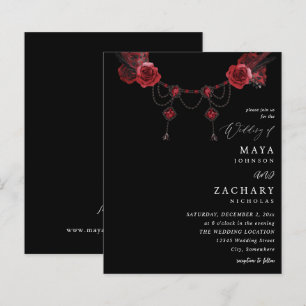 Lámina Presupuesto Rojo Floral y Cristal Boda - Negro