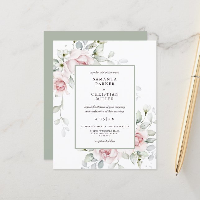 Lámina Presupuesto romántico | Volante Boda floral (Anverso/Reverso In Situ)