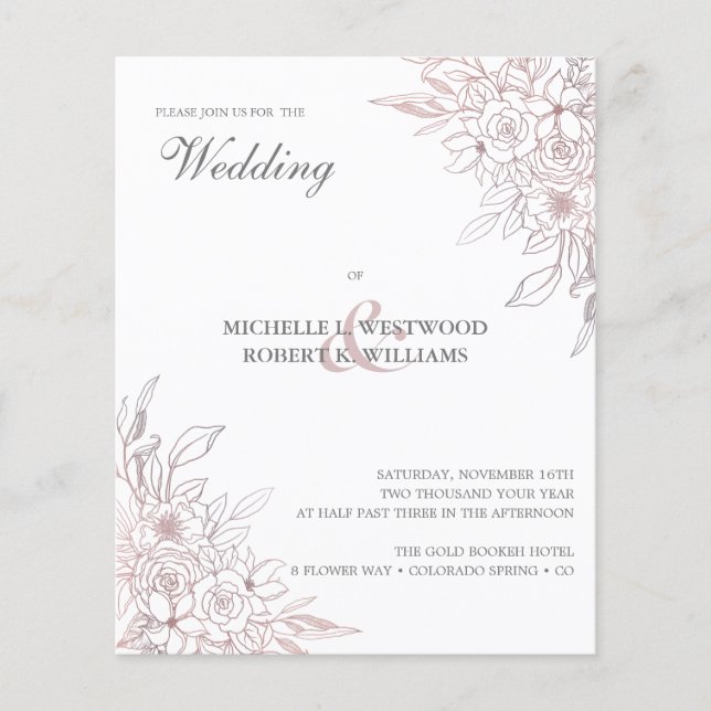 Lámina PRESUPUESTO Rosa de Moda romántica Boda floral de  (Anverso)