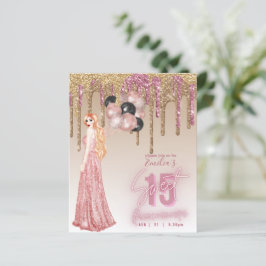 Lámina PRESUPUESTO Rosa Rosa Rosa Purpurina Oro Quinceane