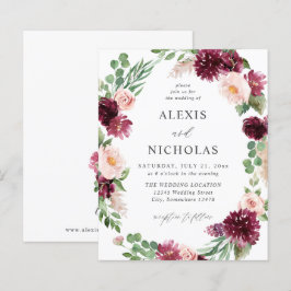 Lámina Presupuesto Rosa y Floral Burgundy 7 Bodas