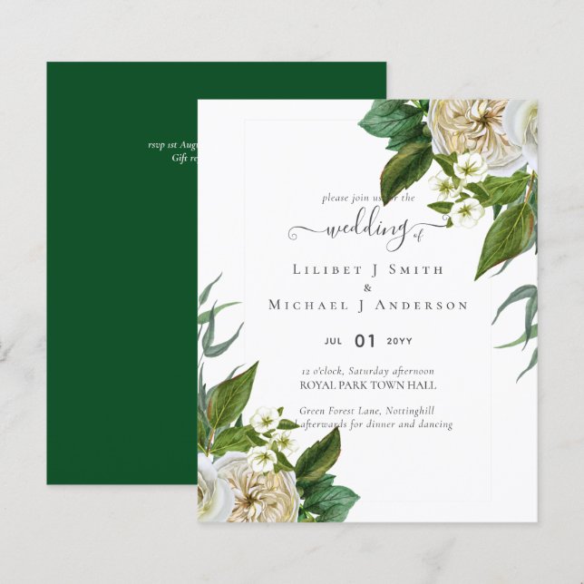 Lámina PRESUPUESTO Rosas Blancas Bouquet Floral Boda (Anverso / Reverso)