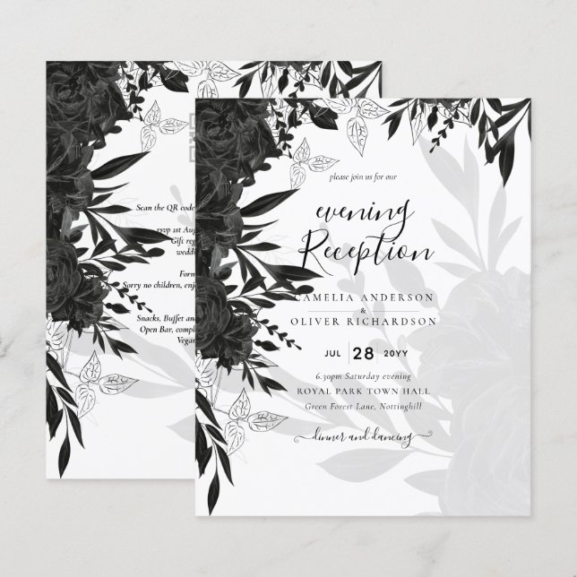 Lámina PRESUPUESTO Rosas negros Elegante invitación a la  (Anverso / Reverso)