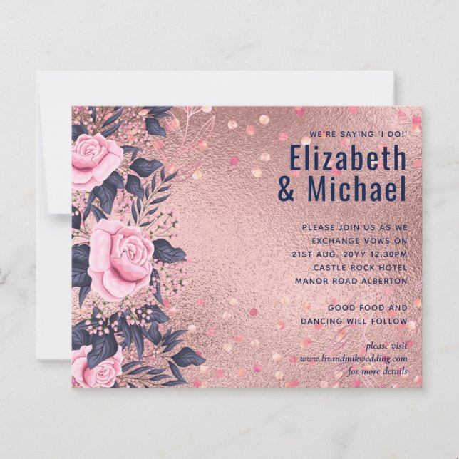 Lámina PRESUPUESTO Rosegold Blue Pink BODA Girly Glam (Anverso)