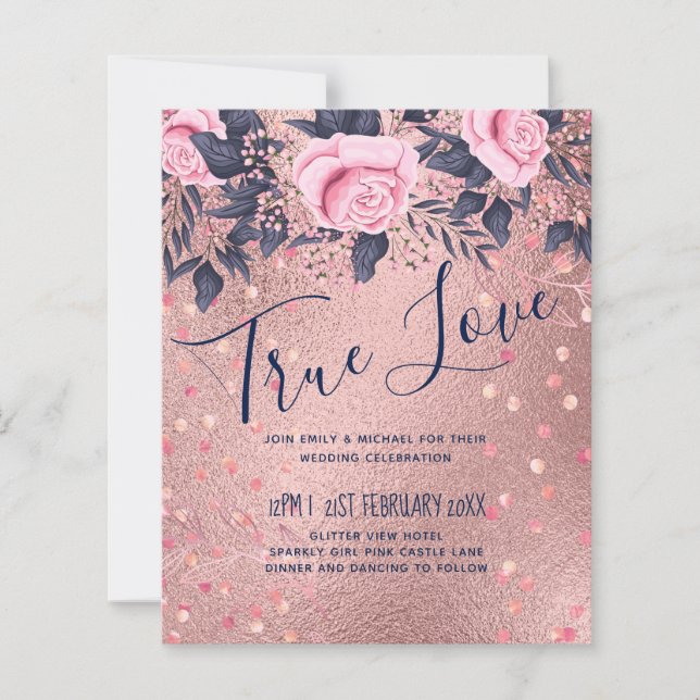 Lámina PRESUPUESTO Rosegold Blue Pink BODA Girly Glam (Anverso)