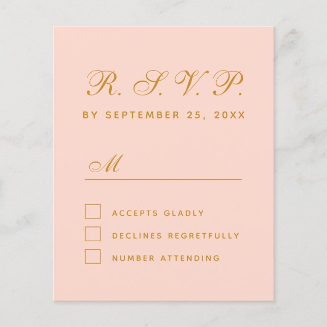 Lámina Presupuesto RSVP Rubor Script Rosado Simple Respon (Anverso)