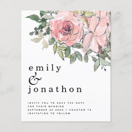 Lámina Presupuesto Rubor Florals Boda Guardar la fecha