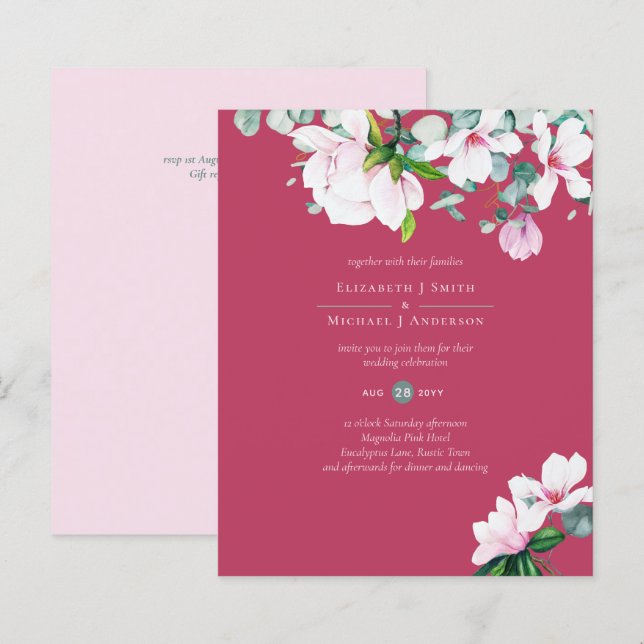 Lámina PRESUPUESTO Rubor Pink Magnolias Sage Eucalyptus W (Anverso / Reverso)