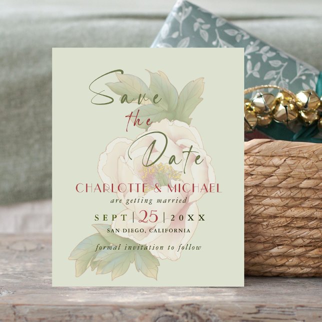 Lámina PRESUPUESTO Rubor Pink Peony Wedding Save the Date (Subido por el creador)