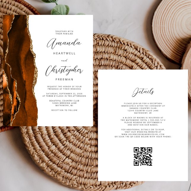 Lámina Presupuesto Rust Oro Ágata Código QR Boda (Subido por el creador)