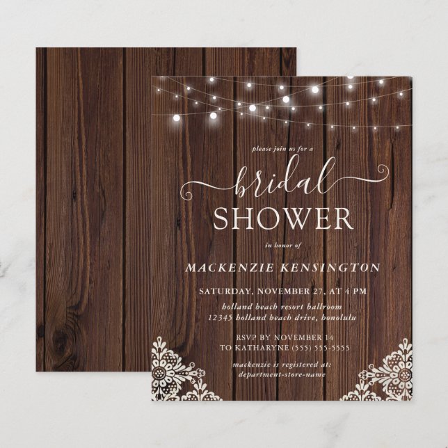 Lámina PRESUPUESTO Rústico Cadena de madera Luz Lace Brid (Anverso / Reverso)