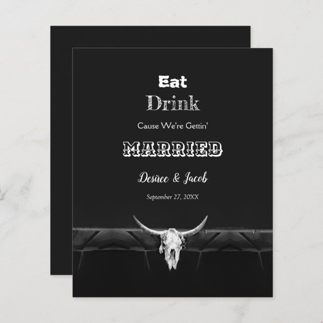 Lámina Presupuesto Rústico Comer Beber Negro Casado Cráne (Anverso / Reverso)