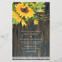 Lámina Presupuesto Rústico Girasol Luces Lace Boda Inv