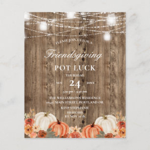 Lámina Presupuesto Rústico Madera Floral Friendsgiving Po
