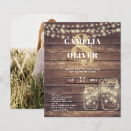 Lámina PRESUPUESTO Rústico Mason Jar Lights Wood BODA