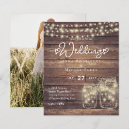 Lámina PRESUPUESTO Rústico Mason Jar Lights Wood BODA