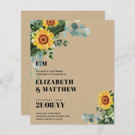 Lámina PRESUPUESTO Rústicos girasoles Boda de texto moder