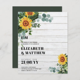 Lámina PRESUPUESTO Rústicos girasoles Boda de texto moder