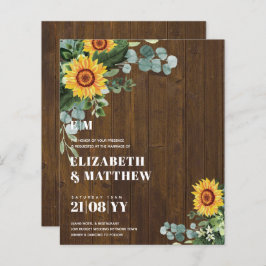 Lámina PRESUPUESTO Rústicos girasoles Boda de texto moder