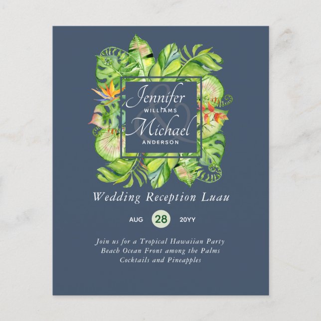 Lámina Presupuesto Saltos Tropicales Luau Boda Recepción  (Anverso)