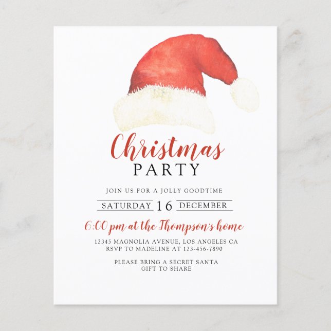 Lámina PRESUPUESTO Santa Claus Gorra Fiesta de Navidades  (Anverso)