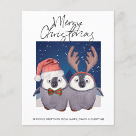 Lámina PRESUPUESTO Santa Reno Pingüino Pareja Navidad