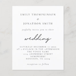 Lámina Presupuesto Sencillo Cualquier Invitación a la Bod