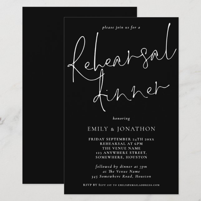 Lámina Presupuesto Sencillo ensayo Guión de cena Invitaci (Anverso / Reverso)