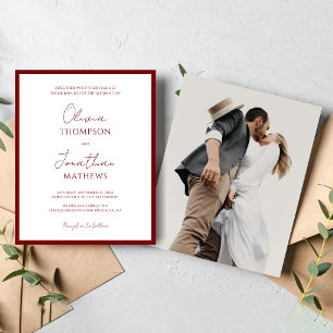 Lámina PRESUPUESTO Simple Boda Foto Script Borde Rojo