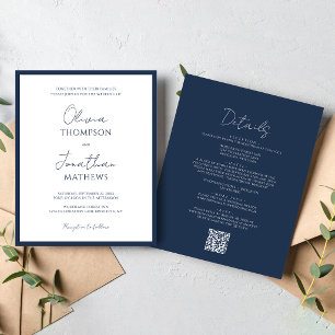 Lámina PRESUPUESTO Simple Código QR de Bodas en Azul Mari