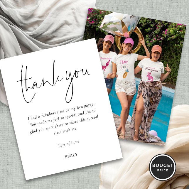 Lámina Presupuesto Simple Script Photo Hen Fiesta Gracias (Front and back view)