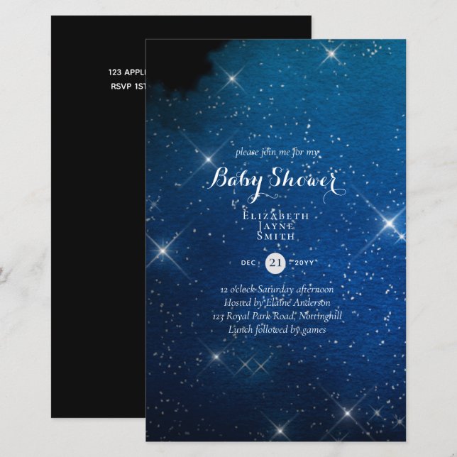 Lámina PRESUPUESTO Starry Night Twinkle Invitación de Bab (Anverso / Reverso)