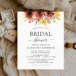Lámina Presupuesto Sunflower Bridal Shower Burgundy Flora