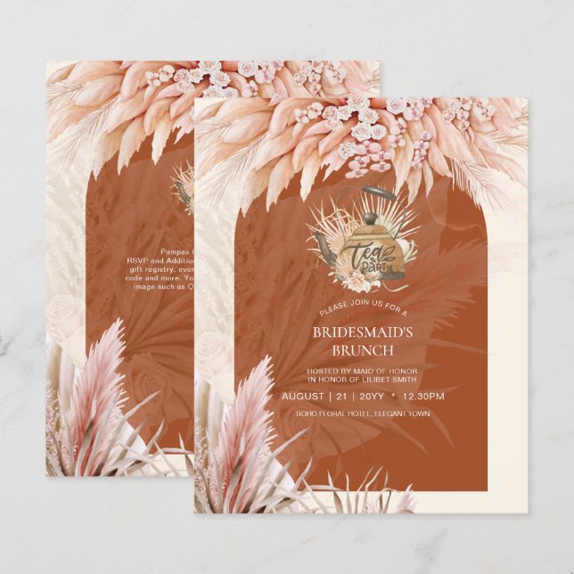 Lámina PRESUPUESTO Tea Fiesta Bridal Shower Pampas Grasa (Anverso / Reverso)