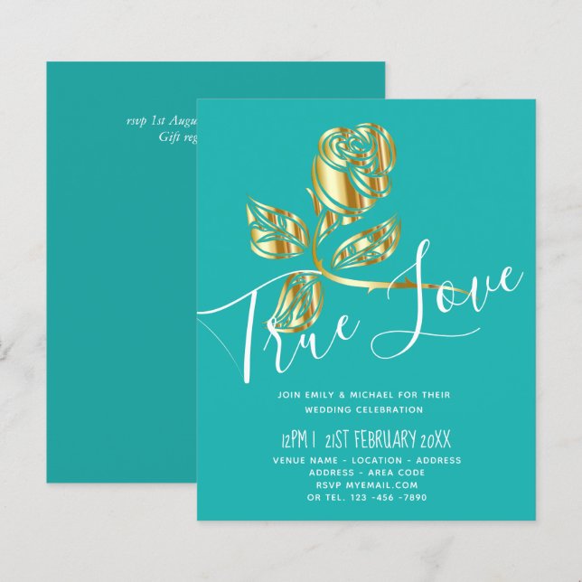 Lámina PRESUPUESTO Tendencia Invitación de Boda de Rosa d (Anverso / Reverso)