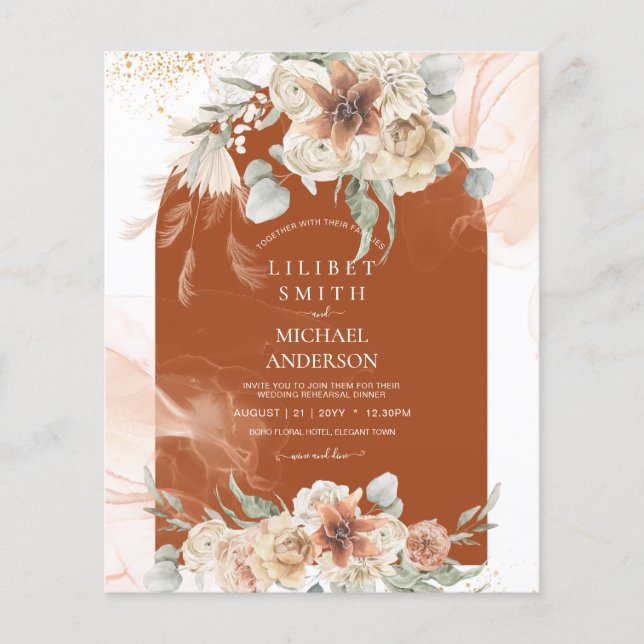 Lámina PRESUPUESTO Terracotta Floral Pampas Grass REHEARS (Anverso)