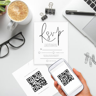 Lámina Presupuesto Texto blanco negro Código QR Boda RSVP