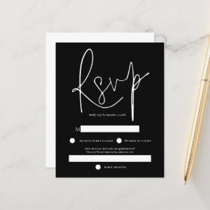 Lámina Presupuesto Texto blanco simple Boda negra RSVP