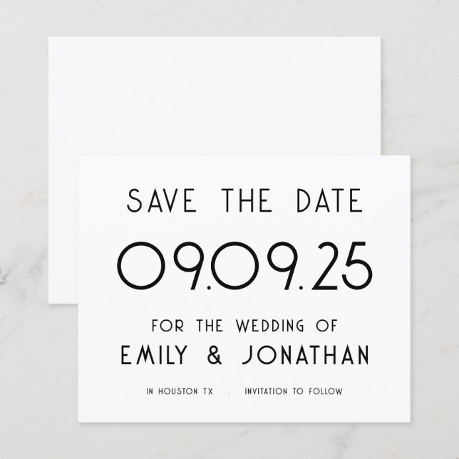 Lámina Presupuesto Texto grande Boda blanco negro Fecha d (Anverso / Reverso)