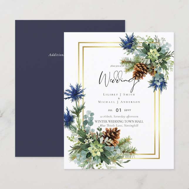 Lámina PRESUPUESTO Thistle azul Eucalyptus Boda Wonderlan (Anverso / Reverso)