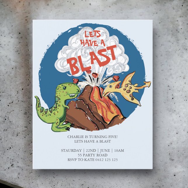 Lámina PRESUPUESTO TIENE UNA Blast Dinosaur Birthday Invi (Subido por el creador)