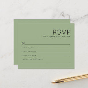 Lámina Presupuesto Tipografía Simple Sage Boda Verde RSVP