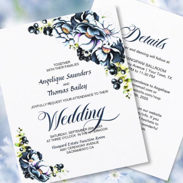 Lámina Presupuesto Todo En Un Boda Floral Gris Azul (Subido por el creador)